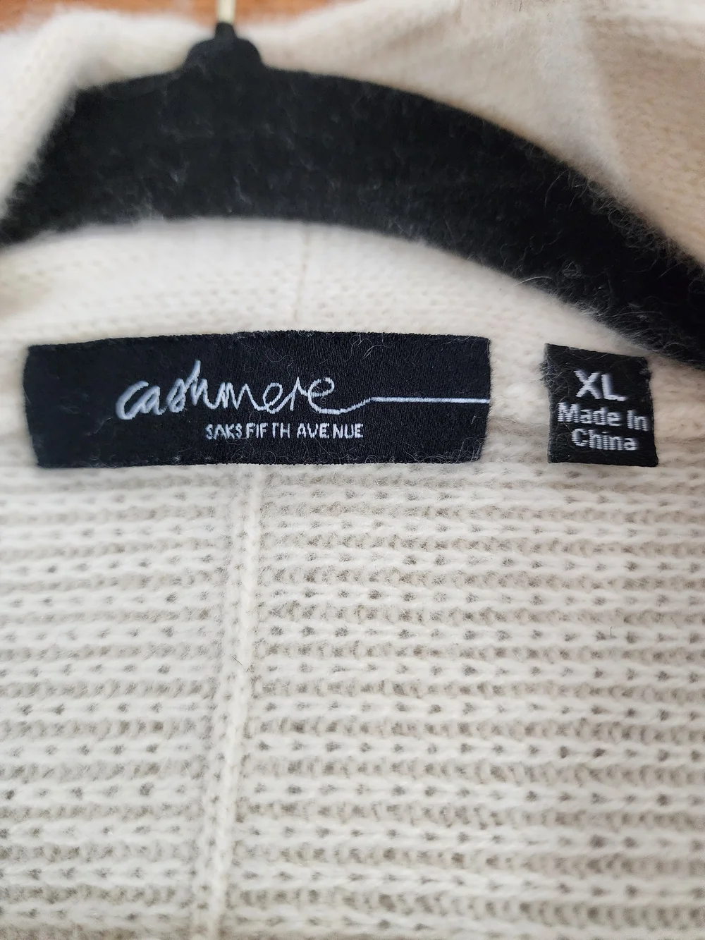 Saks Fifth Avenue 100% Cashmere Cable Knit Waterfall Cardigan XL Cream